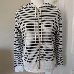 Calvin Klein zip up hoodie black & white striped size S